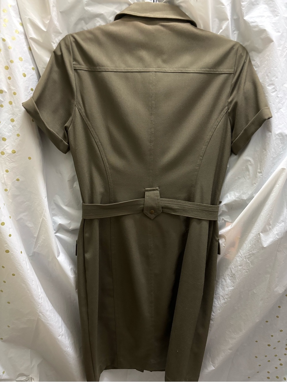 Calvin Klein Olive Green Utility Shirt Dress with Belt - Picture 4 of 4